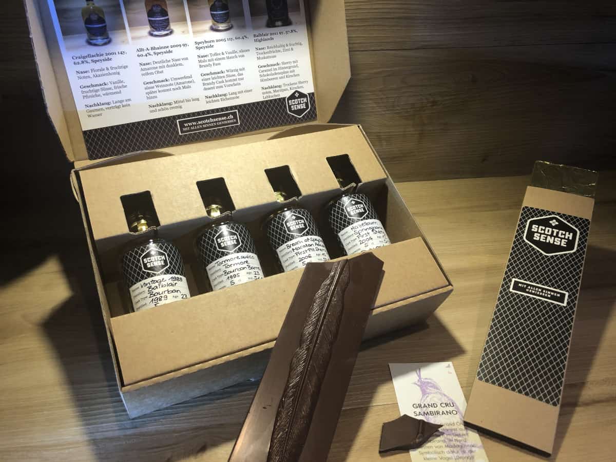 Whisky Geschenkset Schokolade kaufen, Scotch Sense
