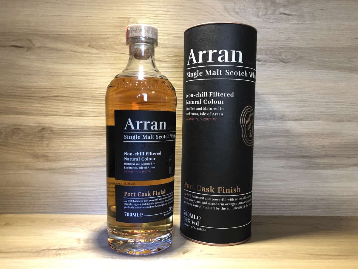 Arran Whisky Port Wood Finish, limitierter Whisky bei Scotch Sense kaufen, Geschenkset Whisky Schokolade