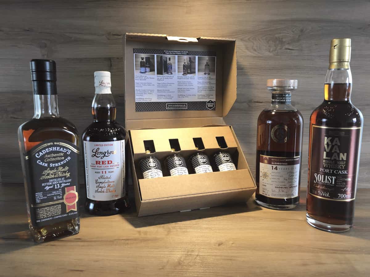Whisky Tastingset Port <br> Port Cask Single Malt <br> 50.5-58.6% <br> 4x5cl 1 Whisky Tastingset Port Longrow Tawny Port Springbank, Whisky Geschenkset von Scotchsense