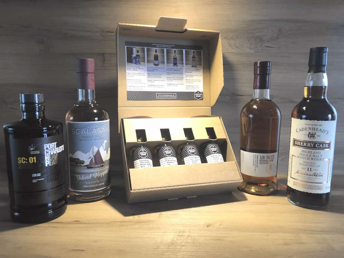BBQ Whisky Tasting Set <br> Whisky Geschenkset <br> 46.5 - 58.2% <br> 4x5cl 1 BBQ Whisky Tasting Set, Whiskey BBQ Geschenkset, Scotch Sense Whisky online teilen und kaufen